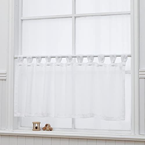 NSXIN Scheibengardine Voile Bistrogardine mit Schlaufen Transparente Vorhang Moderne Fenstervorhang Gardine Gaze Schals Fensterschal für Küche Wohnzimmer Landhaus (HxB 45x120cm,Reines Weiß) von NSXIN