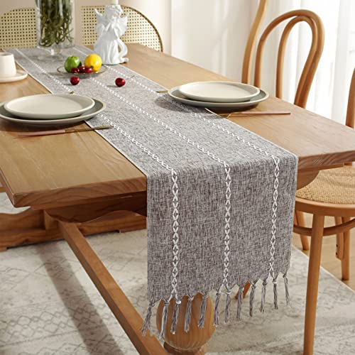 NSXIN Tischläufer Boho Vintag Beige Tischläufer mit Quasten Modernes Leinen Table Runner für Hochzeit Rustikales Zuhause Bauernhaus Modern Tabletop Dekor, 183x33cm (Braun) von NSXIN