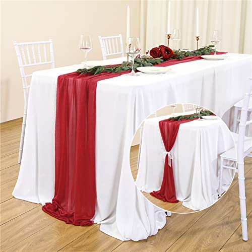 NSXIN Tischläufer Chiffon Tischdeko Hochzeit Tischband 70x300 cm Hochzeitsläufer Tischdecke Kommunion Dekorativ für Geburtstag, Party, Hochzeitsdeko (Rot) von NSXIN