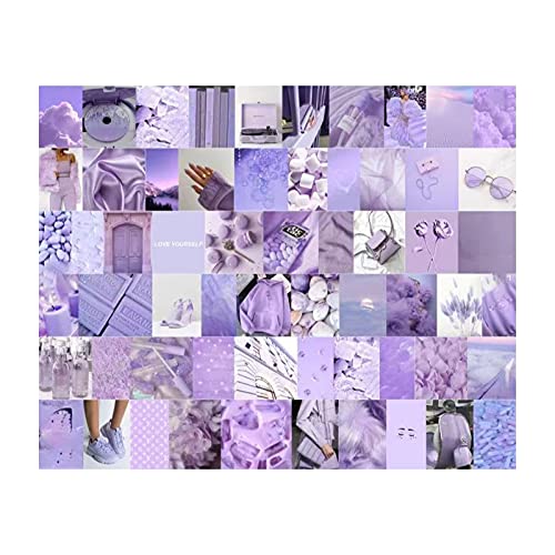 NSXIN Wandcollage Kit 50PCS Ästhetische Poster Bilder, Wandcollage-Kit, Minimalistische Ästhetische Postkarte Zimmerdekoration Drucke für Schlafzimmer, Wohnheim Wanddekor (lila) von NSXIN