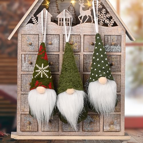 NSXIN Weihnachten Deko Wichtel Figuren 3 Stück Mini Schwedischen Weihnachtsmann Weihnachtsdeko Santa Tomte Gnom, Amerikanisch, Skandinavischer Zwerg Geschenke für Freunde Familie (Grün/3Stk) von NSXIN