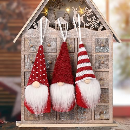 NSXIN Weihnachten Deko Wichtel Figuren 3 Stück Mini Schwedischen Weihnachtsmann Weihnachtsdeko Santa Tomte Gnom, Amerikanisch, Skandinavischer Zwerg Geschenke für Freunde Familie (Rot/3Stk) von NSXIN