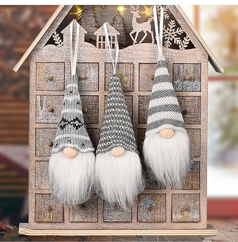 NSXIN Weihnachten Deko Wichtel Figuren 3 Stück Mini Schwedischen Weihnachtsmann Weihnachtsdeko Santa Tomte Gnom, Skandinavischer Zwerg Geschenke für Freunde Familie (Grau/3Stk) von NSXIN