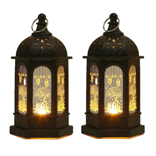 Ramadan Deko Lampe, Eid Mubarak Laterne Hängend Mond Stern Dekoration, Ramadan Dekoration Laterne, Vintage Ramadan Deko Licht für Muslimische Festival Dekorative (2Stk/StilB) von NSXIN