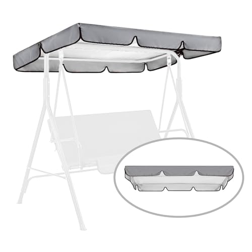 Schaukelüberdachung Ersatz für Outdoor-Terrassenschaukelstuhl, 2-/3-Sitzer, wasserdicht, Veranda-Schaukelsitz, Überdachung, Gartenhängematte, Abdeckung für Sitzmöbel, nur Baldachin (grau, 165 x 114 x von NSdawali