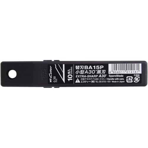 NT Cutter Extrascharfe Präzisionsklingen, 9 mm, 30 Grad, Schwarz, 10 Klingen/Packung, 1 Packung (BA15P) von NT Cutter