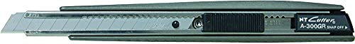 NT Cutter Ganzmetallcutter A-300 GRP (9 mm Abbrechklinge, Druchtastenmechanik, Auto-Lock Mechanismus, ohne Ersatzklinge, Länge 150 mm) 489642 von Olfa