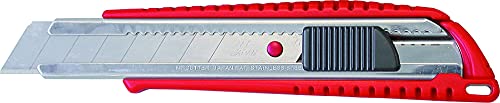 NT Cuttermesser L-300 RP rot (Cutter-Messer mit Drucktaste, 18 mm Abbrechklinge, Auto-Lock Mechanismus + Abbrechhilfe) 489537 von NT Cutter