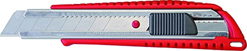 NT Cutter Cuttermesser L-300 RP rot (Cutter-Messer mit Drucktaste, 18 mm Abbrechklinge, Auto-Lock Mechanismus + Abbrechhilfe) 489537 von Olfa