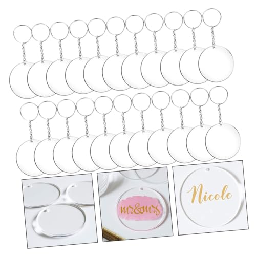 24PCS Runde Acryl -Schlüsselbund -Blanks Circle Discs Set Keyring Craft Keyring Schlüsselhalter von NTALJC