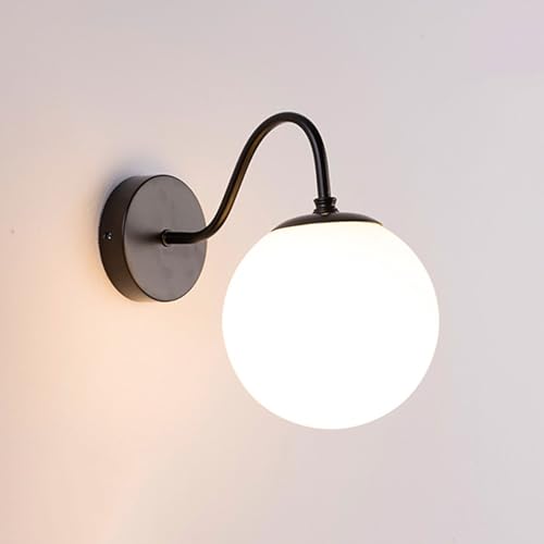 NTALJC American Yle Gold/Schwarz Finish Wandleuchter E26/E27 Eisenwandhalterung Leuchten Textur Glas Schatten Innenmauer Dekte Wandlaterne Geeignete R -Kommode/Korridore von NTALJC