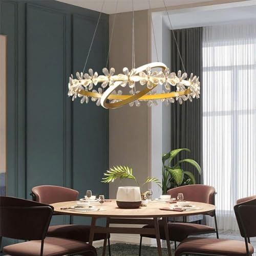 NTALJC Moderne Dekoration Kronleuchter 2 Ringkristall Decke Hanges Licht 40w Dimmblütenkronleuchter, Wandlauteleuchten von NTALJC
