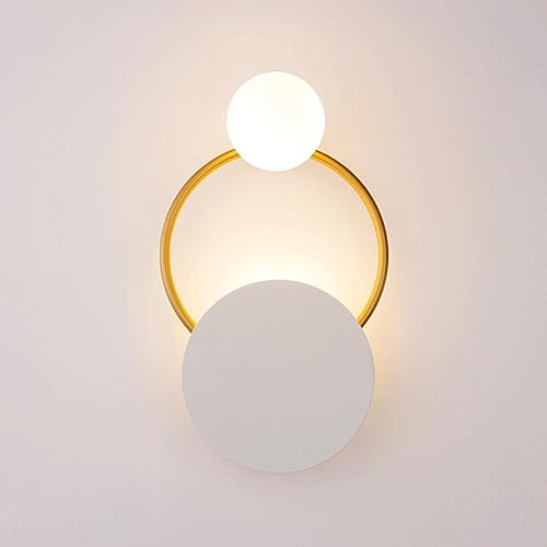 NTALJC Schwarze goldene Wandhalterung Hausdekoration Mitte des Jahrhunderts leichte nordische Weißmilchglas Globe Wandleuchte Ring Ring kreisförmig NTALJC Schwarze goldene Wandhalterung Hausdekoration Mitte des Jahrhunderts leichte nordische Weißmilchglas Globe Wandleuchte Ring Ring kreisförmig von NTALJC