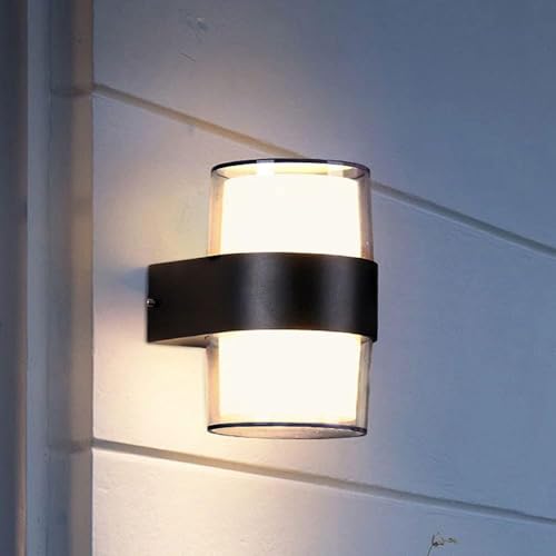 NTALJC Zeitgenössische einfache zylindrische Outdoor nach oben und unten leichte wasserdichte Wand mit transparentem Acryl -Schatten Wandlaterne Licht, Kronleuchter von NTALJC