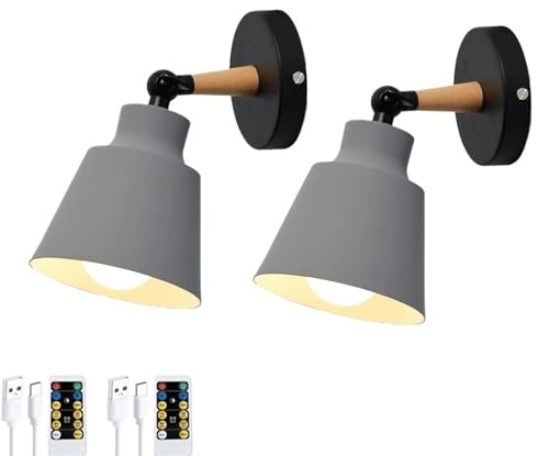 USB Rechargeable Battery Operated Wall Sconces/Wall Lights Set of 2, Dimmable Timeable Powered Sconce with Remote & Blub, Wireless for Bedroom Bathroom Vanity Farmhouse Barn USB Rechargeable Battery Operated Wall Sconces/Wall Lights Set of 2, Dimmable Timeable Powered Sconce with Remote & Blub, Wireless for Bedroom Bathroom Vanity Farmhouse Barn von NTALJC