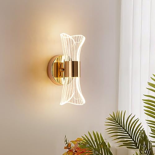 Wandleuchter mit Innenraum nach unten Wandmontage Leuchten Gold Acryl Long Linear Nachts Wand Badezimmer Eitelkeitsbar für Schlafzimmer Flur Flur Eingang von NTALJC