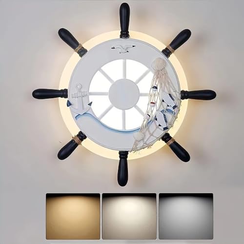 l Home Dekoration Wandleuchte für Kinder Schlafzimmer 18W Metallboot Ruder Anker dimmbarer Flush Mount Deckenleuchte Innen am Nachtton -Wandleuchte für Kinder Zimmer Balkon l Home Dekoration Wandleuchte für Kinder Schlafzimmer 18W Metallboot Ruder Anker dimmbarer Flush Mount Deckenleuchte Innen am Nachtton -Wandleuchte für Kinder Zimmer Balkon von NTALJC
