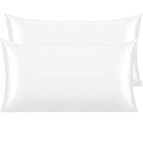 NTBAY 2 Stück 40x80 cm Seidensatin-Kissenbezüge für Haar und Haut, luxuriöse und seidige King-Size-Kissenbezüge mit Hotelverschluss, Weiß NTBAY 2 Stück 40x80 cm Seidensatin-Kissenbezüge für Haar und Haut, luxuriöse und seidige King-Size-Kissenbezüge mit Hotelverschluss, Weiß von NTBAY