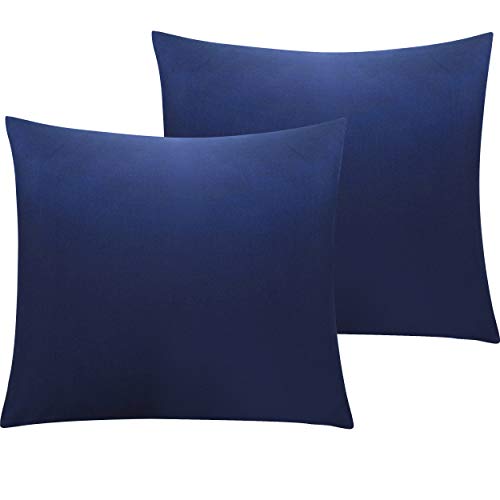 NTBAY 2er Set Kissenbezug 40x40 cm 100% Mikrofaser Kissenhülle, Superweicher Kopfkissenbezug mit Reißverschluss, Marine Blau von NTBAY