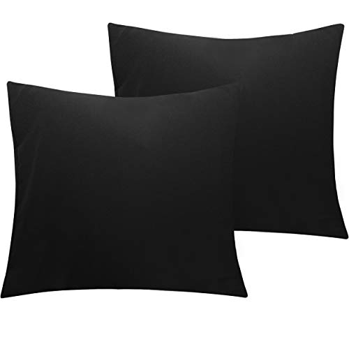 NTBAY 2er Set Kissenbezug 40x40 cm 100% Mikrofaser Kissenhülle, Superweicher Kopfkissenbezug mit Reißverschluss, Schwarz von NTBAY