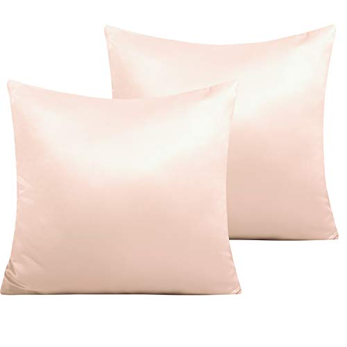 NTBAY Satin Kissenbezug für Haare und Haut 40x40 cm, 2er Set Satin Kissenbezüge mit Reißverschluss, Rosa von NTBAY