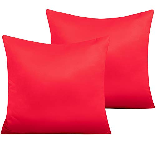 NTBAY Satin Kissenbezug für Haare und Haut 40x40 cm, 2er Set Satin Kissenbezüge mit Reißverschluss, Rot von NTBAY