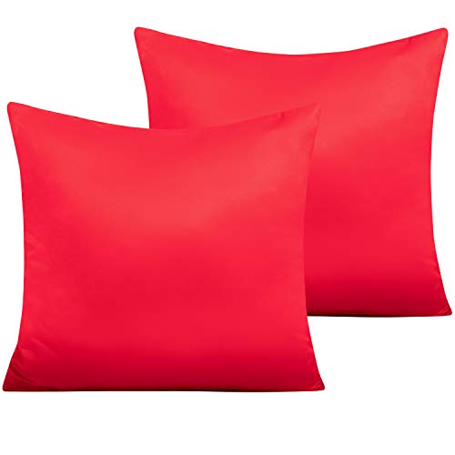 NTBAY Satin Kissenbezug für Haare und Haut 80x80 cm, 2er Set Satin Kissenbezüge mit Reißverschluss, Rot von NTBAY
