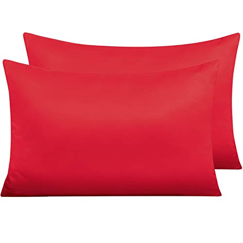 NTBAY Zippered Satin Pillow Cases for Hair and Skin, Luxury Queen Hidden Zipper Pillowcases Set of 2, 20 x 30 Inches, Red von NTBAY