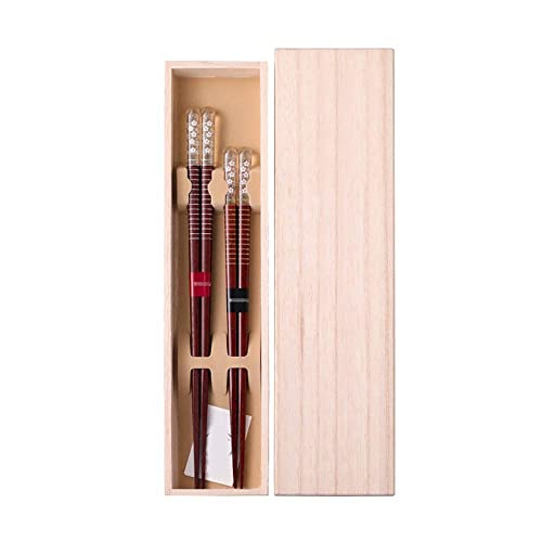 2 Paar Essstäbchen aus Bambusholz, wiederverwendbare Essstäbchen mit Etui, leicht zu halten für asiatische Lebensmittel, Sushi, Nudeln, beste Geschenk Q von NTCE