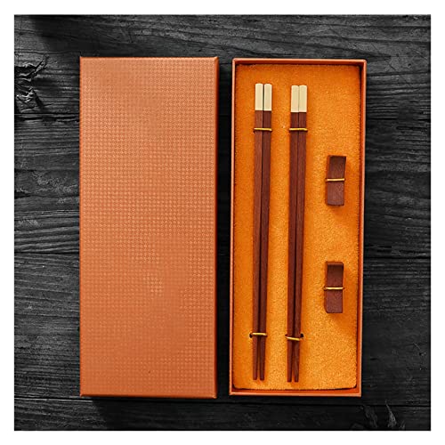 2 Paar Essstäbchen aus Holz, Wiederverwendbare Essstäbchen mit exquisiter Holzverpackung, Sushi Essstäbchen für Küche, Esszimmer, Gourmet, Nudeln, Hot Pot usw. 25 cm E von NTCE