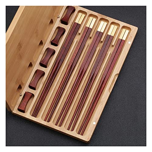 5 Paar Essstäbchen aus Holz, Wiederverwendbare Essstäbchen mit exquisiter Holzverpackung, Sushi-Essstäbchen für Küche, Esszimmer, Gourmet, Nudeln, Hot Pot usw. (Length 25cm E 5 Paar Essstäbchen aus Holz, Wiederverwendbare Essstäbchen mit exquisiter Holzverpackung, Sushi-Essstäbchen für Küche, Esszimmer, Gourmet, Nudeln, Hot Pot usw. (Length 25cm E von NTCE
