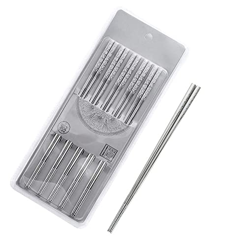 5 Paar chinesische Essstäbchen aus Edelstahl 304 Silber Wiederverwendbare Essstäbchen Quadrat Asiatisches Geschirr Ideales chinesisches Geschenk Spülmaschinenfest Silber 5 Paar chinesische Essstäbchen aus Edelstahl 304 Silber Wiederverwendbare Essstäbchen Quadrat Asiatisches Geschirr Ideales chinesisches Geschenk Spülmaschinenfest Silber von NTCE