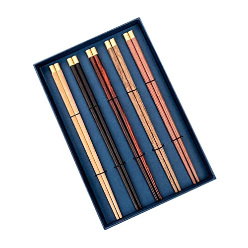 Chinesische Essstäbchen aus Massivholz, Wiederverwendbare Essstäbchen aus Holz, rutschfeste Essstäbchen, Spülmaschinenfest, Essstäbchen für Küche, Reisen, 5 Stück Chinesische Essstäbchen aus Massivholz, Wiederverwendbare Essstäbchen aus Holz, rutschfeste Essstäbchen, Spülmaschinenfest, Essstäbchen für Küche, Reisen, 5 Stück von NTCE