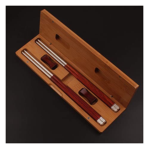 Essstäbchen aus 999er Sterlingsilber, wiederverwendbar, 2 Paar Essstäbchen aus Holz, japanischer Stil, mit Geschenkbox aus Massivholz, Essstäbchenablage A Essstäbchen aus 999er Sterlingsilber, wiederverwendbar, 2 Paar Essstäbchen aus Holz, japanischer Stil, mit Geschenkbox aus Massivholz, Essstäbchenablage A von NTCE