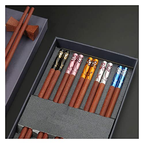 Essstäbchen aus Edelstahl, 5 Stück, 25 cm, klassischer asiatischer Stil, Essstäbchen für Esszimmer, Küche, japanische Nudeln, koreanischer Gourmet, 5 Stück von NTCE