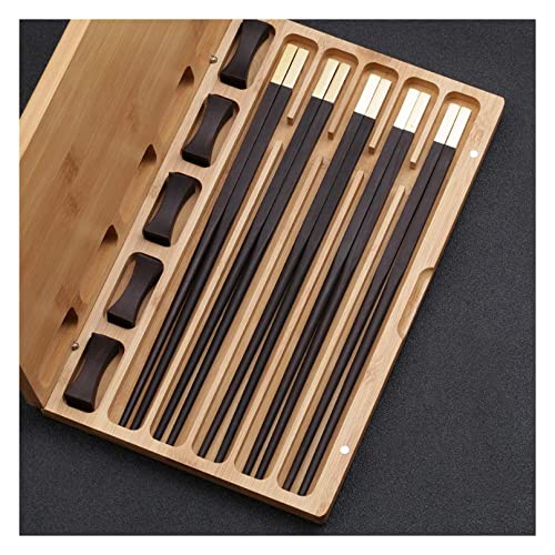 Essstäbchen aus Holz, wiederverwendbar, mit exquisiter Holzverpackung, Sushi-Essstäbchen für Küche, Esszimmer, Gourmet, Nudeln, Hot Pot usw., Länge 25 cm, 5 Paar Essstäbchen aus Holz, wiederverwendbar, mit exquisiter Holzverpackung, Sushi-Essstäbchen für Küche, Esszimmer, Gourmet, Nudeln, Hot Pot usw., Länge 25 cm, 5 Paar von NTCE