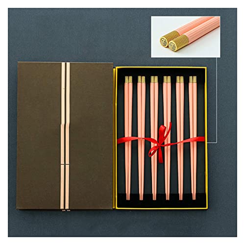 Essstäbchen aus Porzellan, 6 Paar Essstäbchen mit Metallkopf, wiederverwendbar, spülmaschinenfest, mit zarter Box, Rosa Essstäbchen aus Porzellan, 6 Paar Essstäbchen mit Metallkopf, wiederverwendbar, spülmaschinenfest, mit zarter Box, Rosa von NTCE
