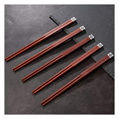 NTCE 10 Paar Essstäbchen aus natürlichem Holz, wiederverwendbar, klassischer Stil, mit authentischem Metalloberteil, 24 cm lang, Q von NTCE