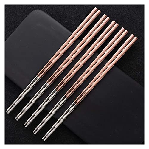NTCE Essstäbchen aus Metall, wiederverwendbar, 5 Paar/10 Paar, mehrfarbig, Edelstahl, spülmaschinenfest, quadratisch, leicht, rutschfest, Geschenk-Set, Roségold, 5 Paar NTCE Essstäbchen aus Metall, wiederverwendbar, 5 Paar/10 Paar, mehrfarbig, Edelstahl, spülmaschinenfest, quadratisch, leicht, rutschfest, Geschenk-Set, Roségold, 5 Paar von NTCE
