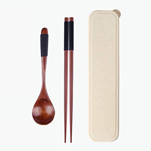 Tragbare Essstäbchen mit Etui, Wiederverwendbare Essstäbchen aus Holz mit Griff, chinesische und koreanische japanische Essstäbchen für Bento-Box F von NTCE