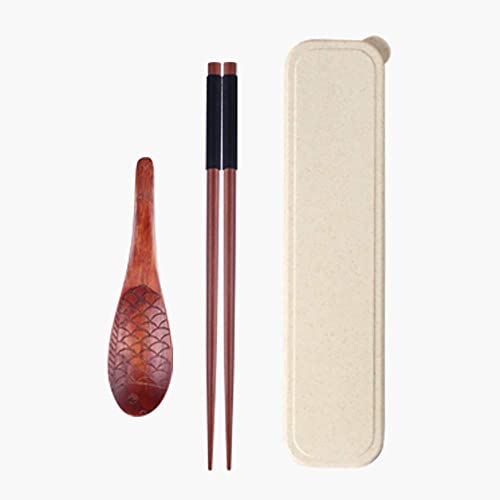 Tragbare Essstäbchen mit Etui, Wiederverwendbare Essstäbchen aus Holz mit Griff, chinesische und koreanische japanische Essstäbchen für Bento-Box S Tragbare Essstäbchen mit Etui, Wiederverwendbare Essstäbchen aus Holz mit Griff, chinesische und koreanische japanische Essstäbchen für Bento-Box S von NTCE