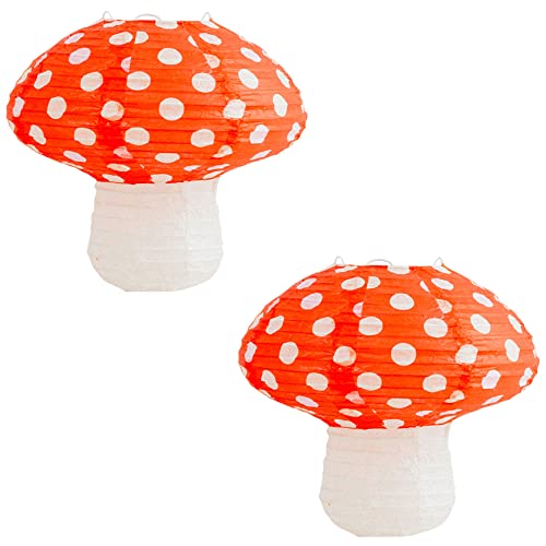 Niuhong 2 Pcs Papierlaternen Pilz Form Kind Papierlampions Hänger Papierlaterne Hängende Lampion Partydeko Papier Laternen Ornament Lampenschirm Garten Hochzeit Dekoration Geburtstagsfeier-Dekor (Rot) von Niuhong