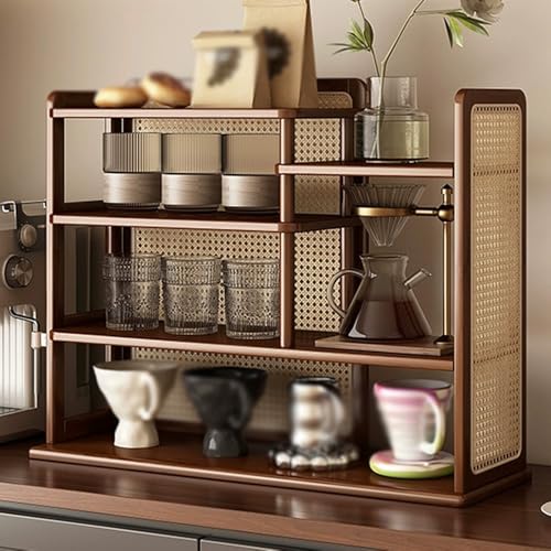 NTDMSFWM Kaffeetassen-Präsentationsständer, mehrschichtiger Teetassen-Organizer-Schrank for die Küchenarbeitsplatte, das Wohnzimmer und das Büro(Brwon,19.7in) von NTDMSFWM