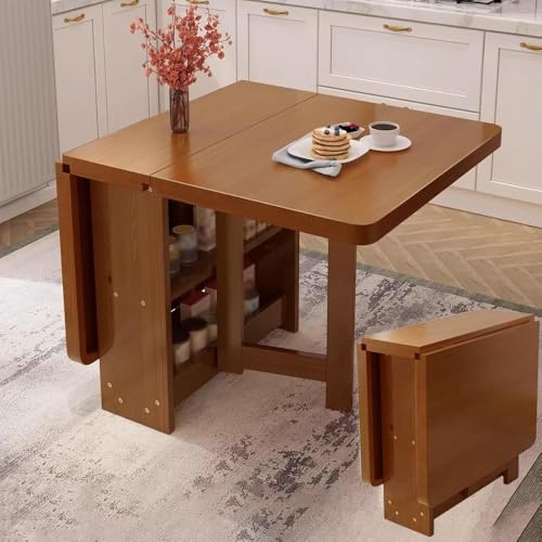 NTDMSFWM Klappbarer Esstisch for kleine Räume – Robuster Klapptisch aus Massivholz, ausziehbarer Küchentisch mit Ablagefläche, passend for Esszimmer und Büro(Brown,140x70cm) von NTDMSFWM