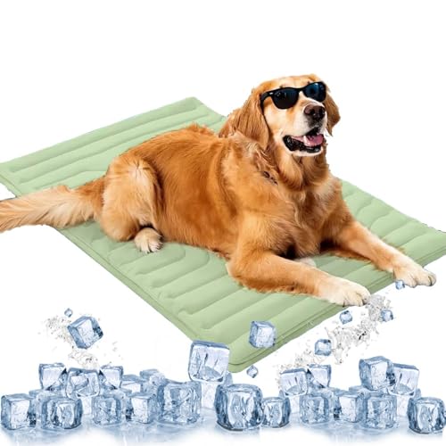 NTDMSFWM Kühlmatte for Hunde – Selbstkühlendes Pad for Hunde und Katzen, doppelseitige Eisseide, waschbare Sommer-Kühlmatte for Haustiere for Kiste, Bett, Sofa, Reisegebrauch(Green,59x40in) von NTDMSFWM