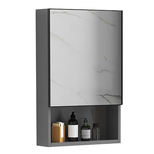 NTEBGHGAA Moderner Badezimmerspiegelschrank aus Aluminiumlegierung mit rechteckigem Design für Schlafzimmer, Wohnzimmer und Toilette, Farbe: Grau, 40 x 11 x 65 cm von NTEBGHGAA