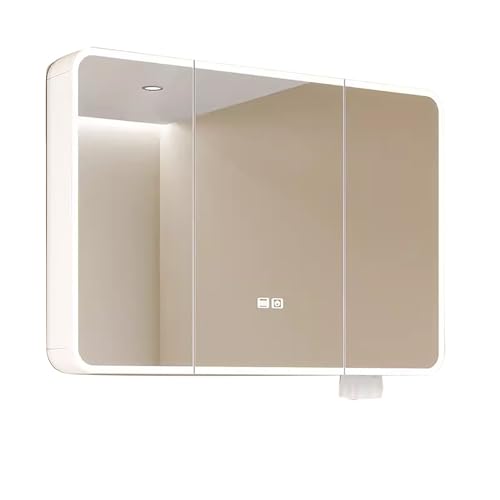 NTEBGHGAA Moderner weißer Badezimmerspiegelschrank mit LED-Leuchten, 3-türiger Medizinschrank für Einbau- oder Aufputzmontage, 90 x 70 x 13 cm NTEBGHGAA Moderner weißer Badezimmerspiegelschrank mit LED-Leuchten, 3-türiger Medizinschrank für Einbau- oder Aufputzmontage, 90 x 70 x 13 cm von NTEBGHGAA