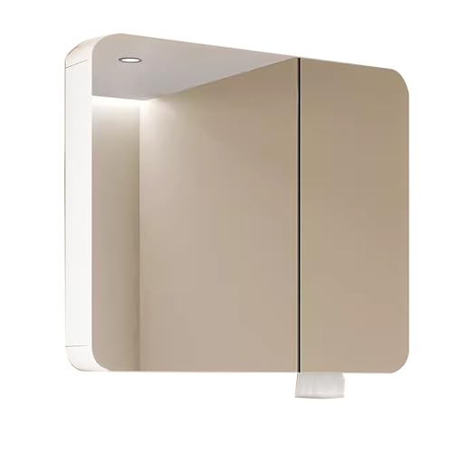 NTEBGHGAA Moderner weißer LED-Badezimmerspiegelschrank mit 3 Türen für Unterputz- oder Aufputzmontage 80 * 70 * 13 cm von NTEBGHGAA