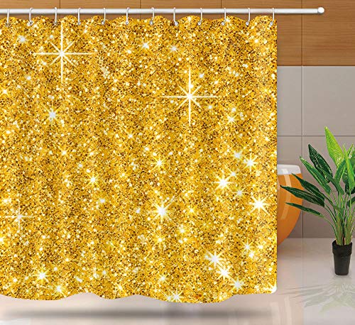 NTETSN Gold Glitzer Duschvorhang, Gold funkelnder Glänzender Badvorhang, einfarbige Duschvorhänge, haltbares wasserdichtes Upgrade Polyestergewebe Badezimmer-Vorhang mit Haken, 183 x 183 cm, YLLLNT408 NTETSN Gold Glitzer Duschvorhang, Gold funkelnder Glänzender Badvorhang, einfarbige Duschvorhänge, haltbares wasserdichtes Upgrade Polyestergewebe Badezimmer-Vorhang mit Haken, 183 x 183 cm, YLLLNT408 von NTETSN