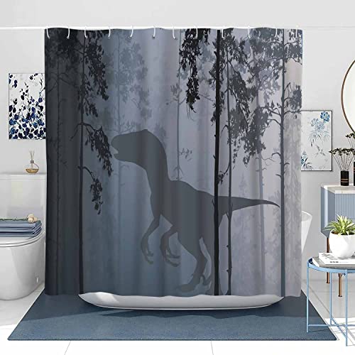 NTETSN YLYYNT2695 Duschvorhang mit Dinosaurier-Motiv, Motiv: Tyrannosaurus Rex, wasserdicht, Polyester, mit Haken, 183 x 198 cm von NTETSN